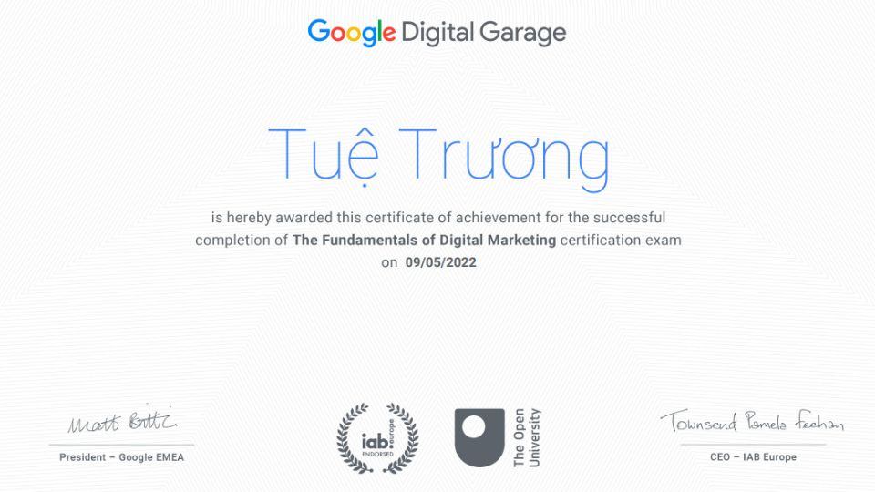 Google Digital Garage là một trong các khóa học marketing online miễn phí được nhiều người lựa chọn vì có chương trình học bằng tiếng Việt